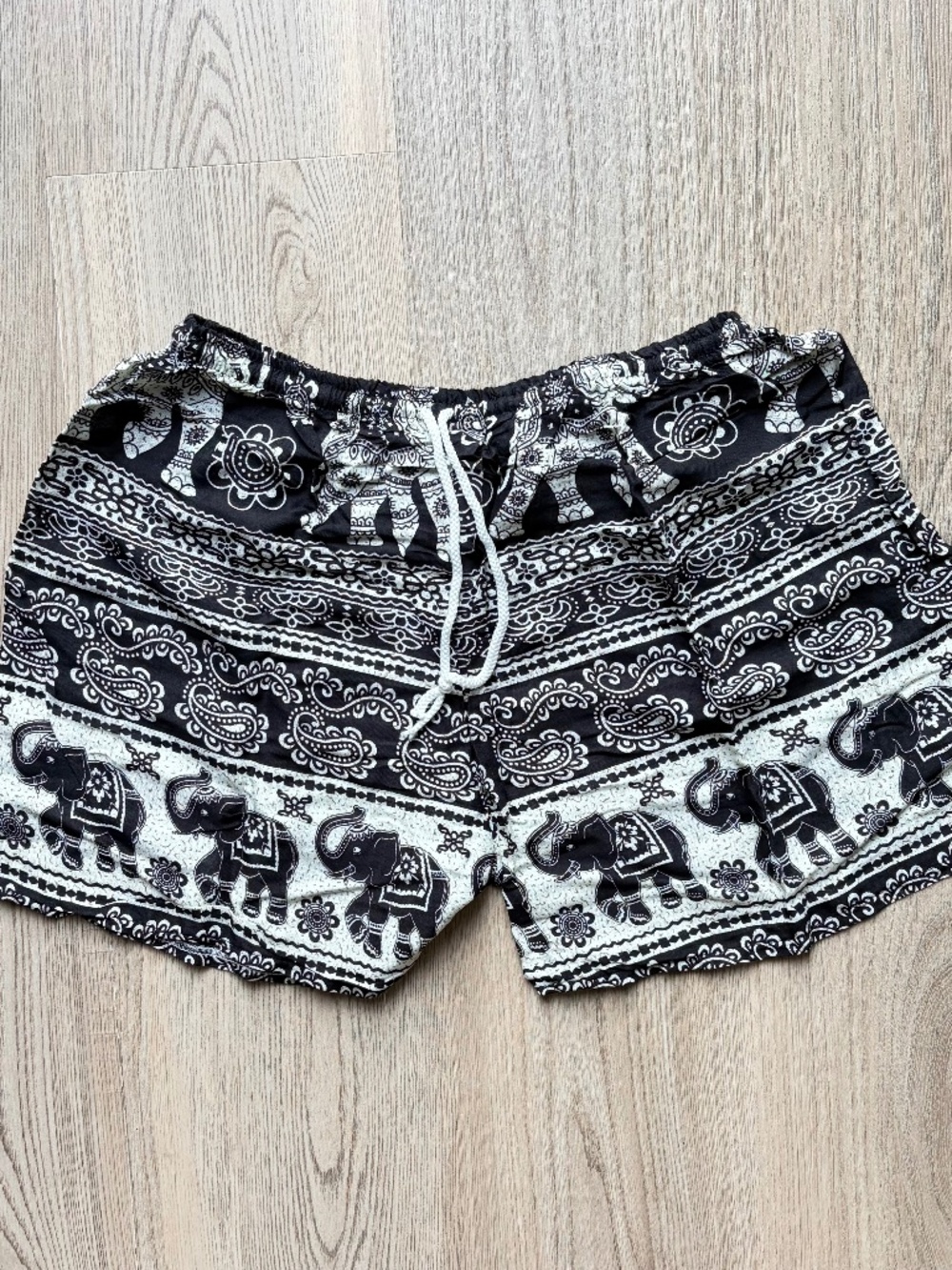Thai Elephant Print Shorts Women Size S Boho Hippie Beach Summer Festival
